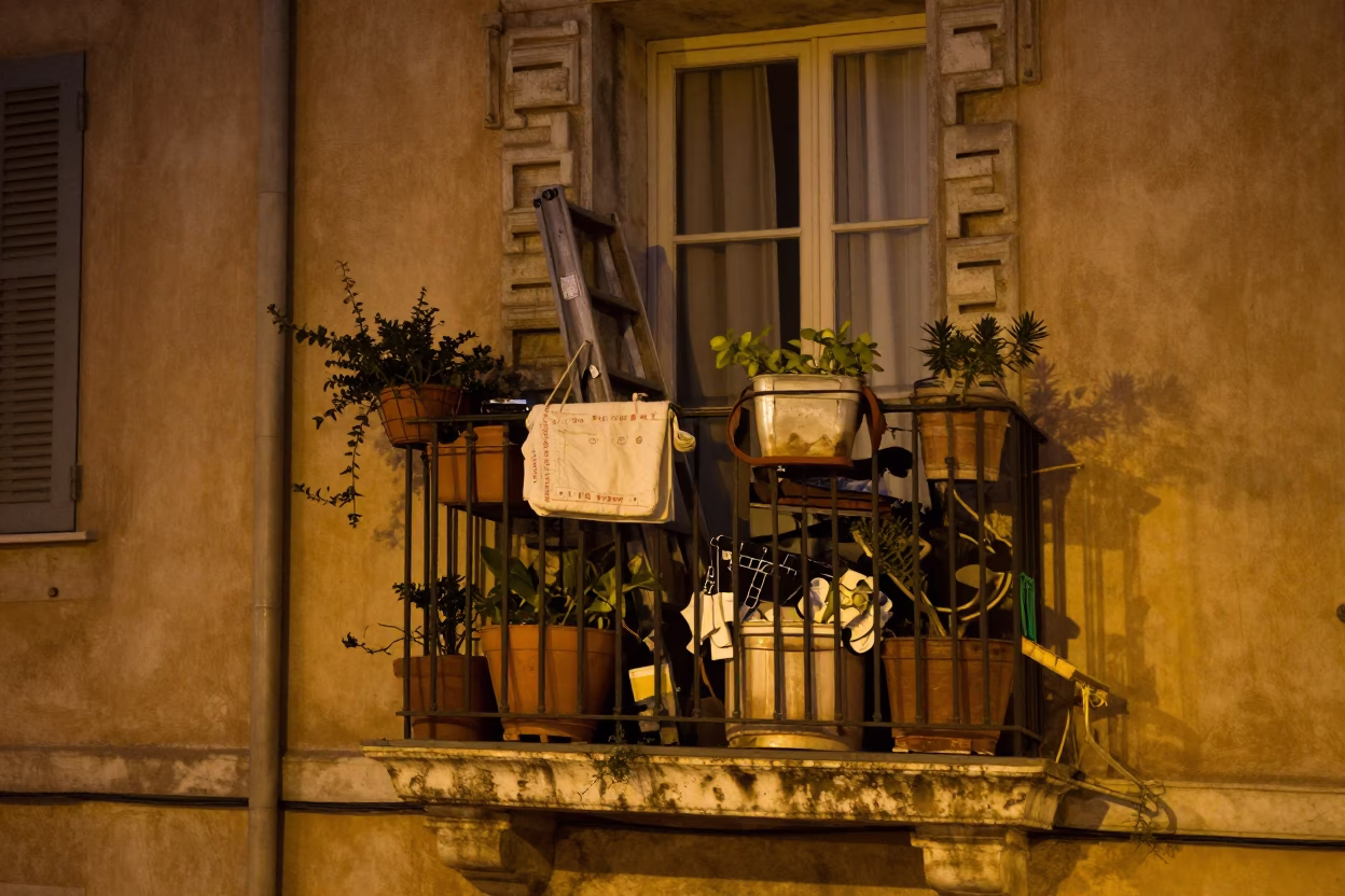 Cluttered Balcony in Marseille in in Marseille, France