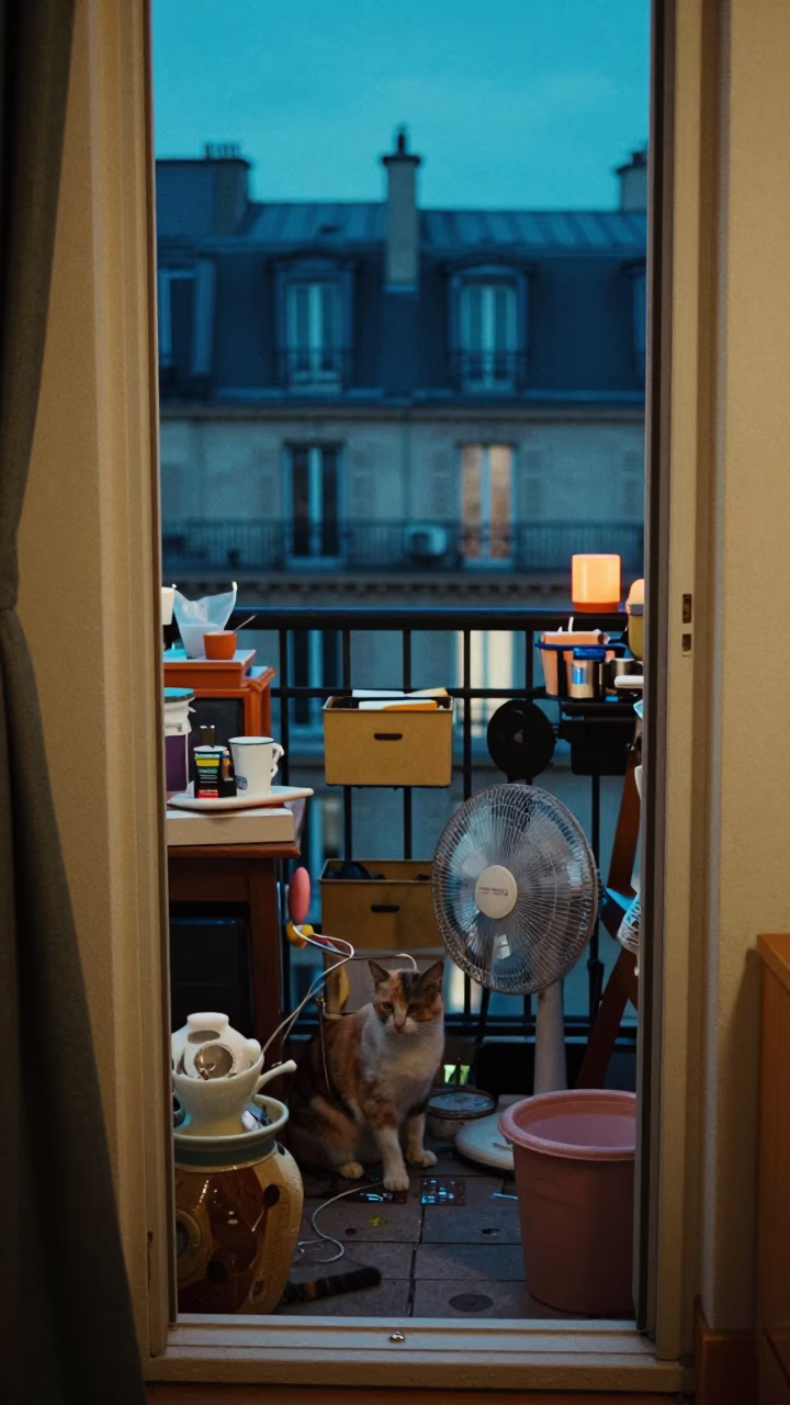Cluttered Balcony in Paris in in Paris, France