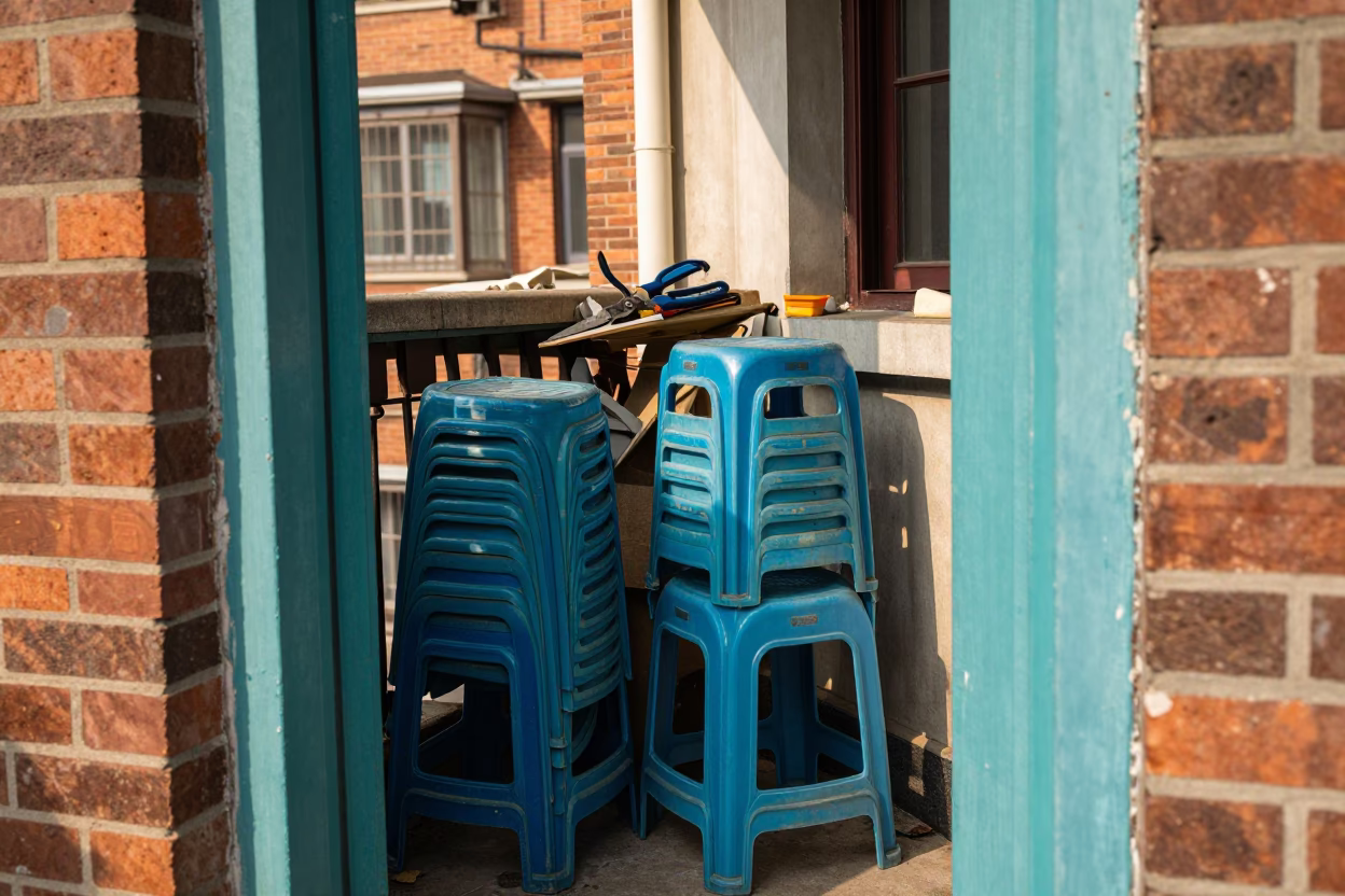 Cluttered Balcony in Shanghai in in Shanghai, China