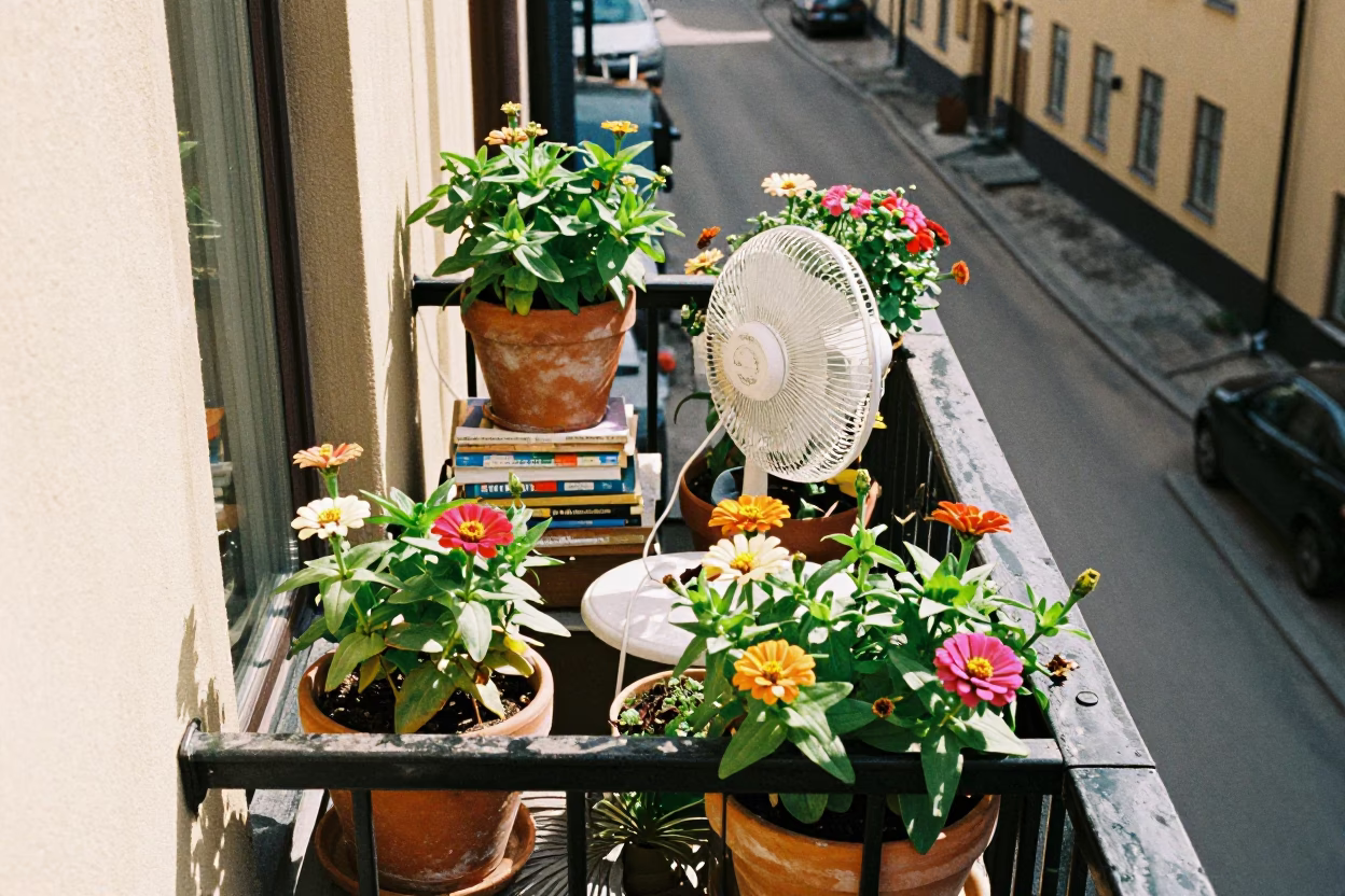 Cluttered Balcony in Stockholm in in Stockholm, Sweden