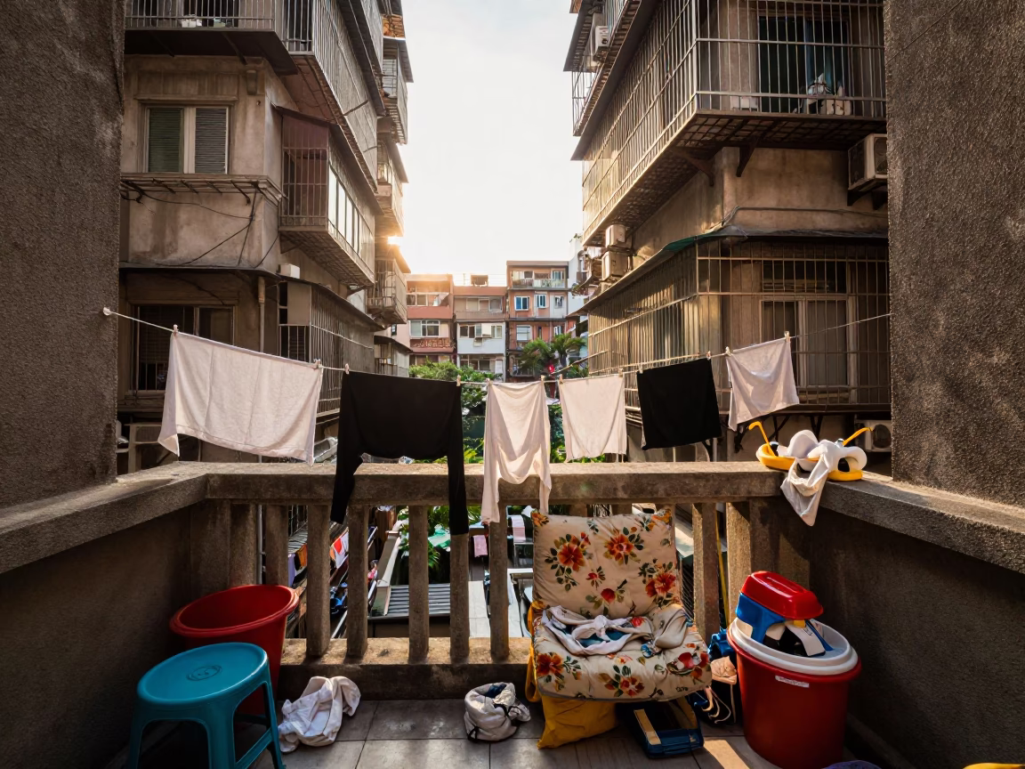 Cluttered Balcony in Taipei in in Taipei, Taiwan
