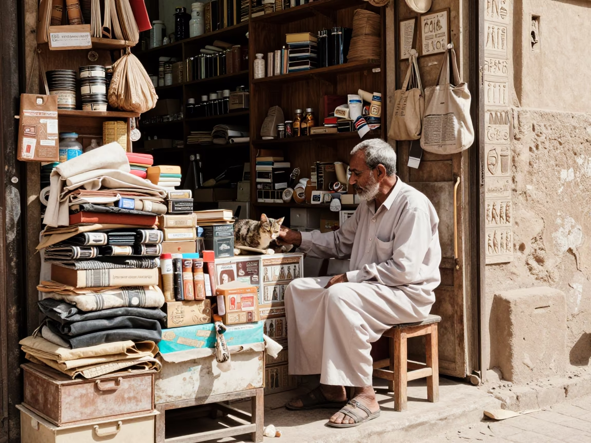 Cluttered Counter in Luxor in in Luxor, Egypt