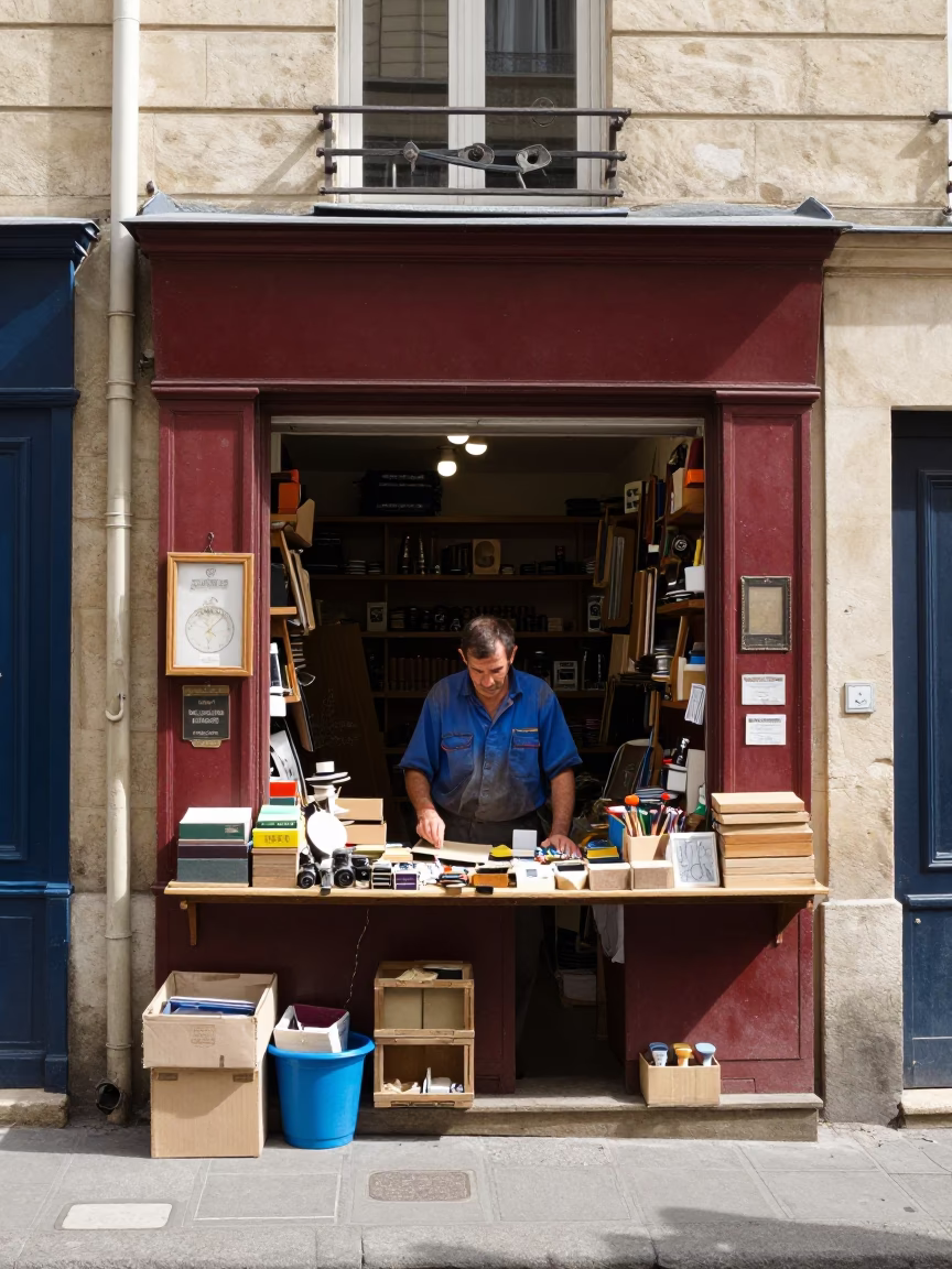 Cluttered Counter in Paris in in Paris, France