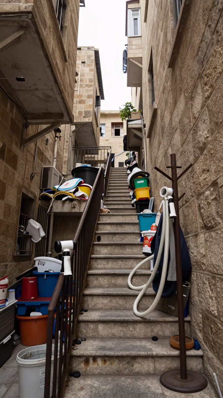 Cluttered Stairwell in Beirut in in Beirut, Lebanon