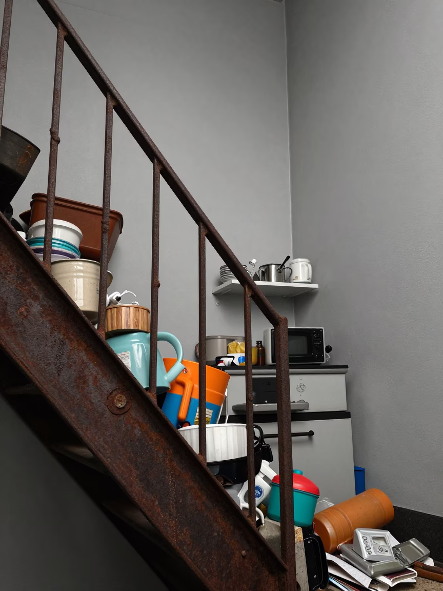 Cluttered Stairwell in Stockholm in in Stockholm, Sweden