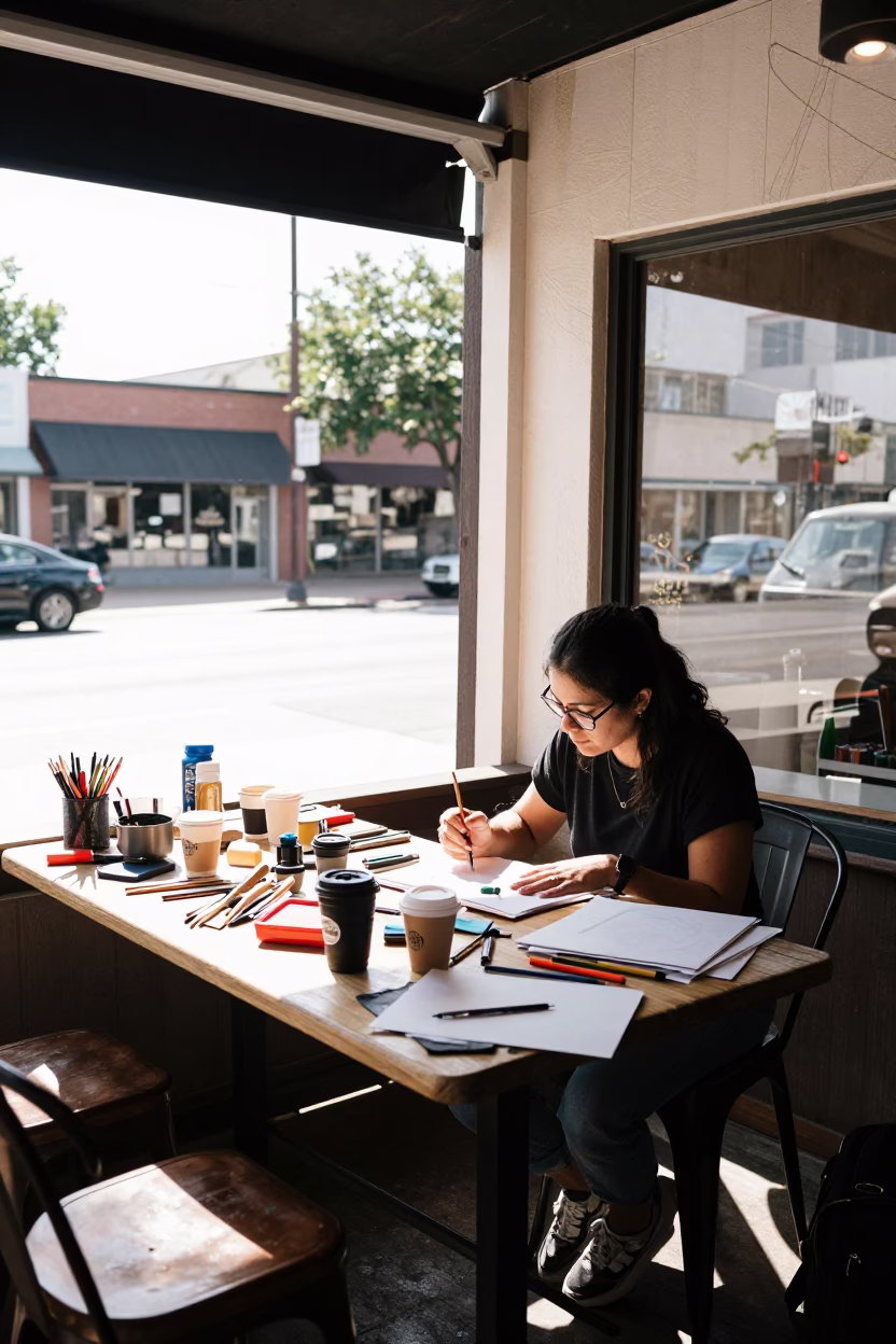 Cluttered Table in Austin in in Austin, Texas, United States