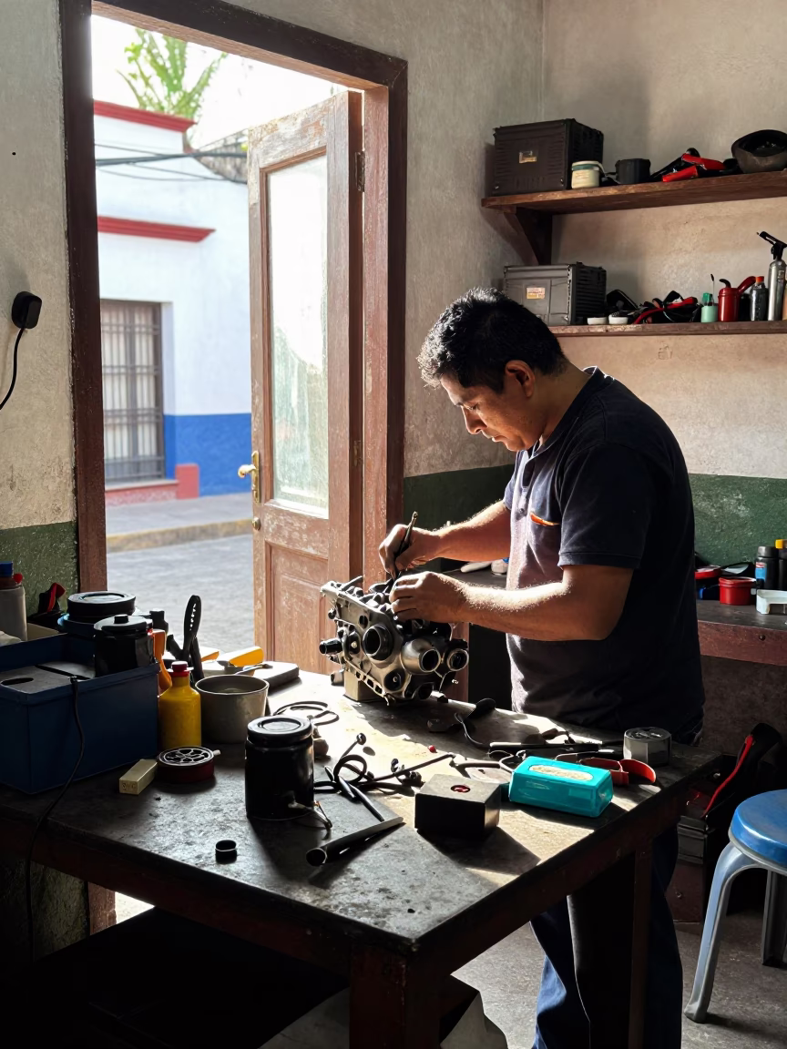 Cluttered Workbench in Guadalajara in in Guadalajara, Mexico