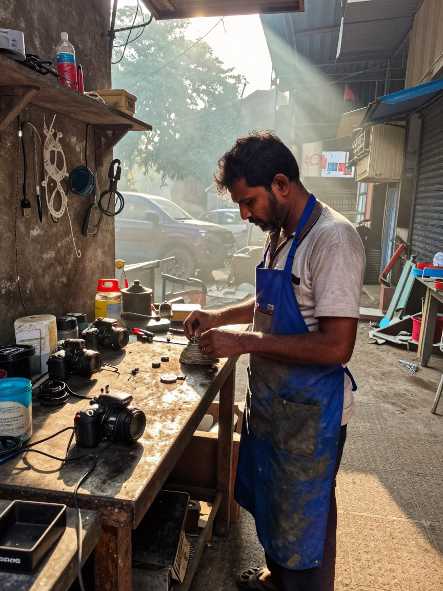 Cluttered Workbench in Mumbai in in Mumbai, India