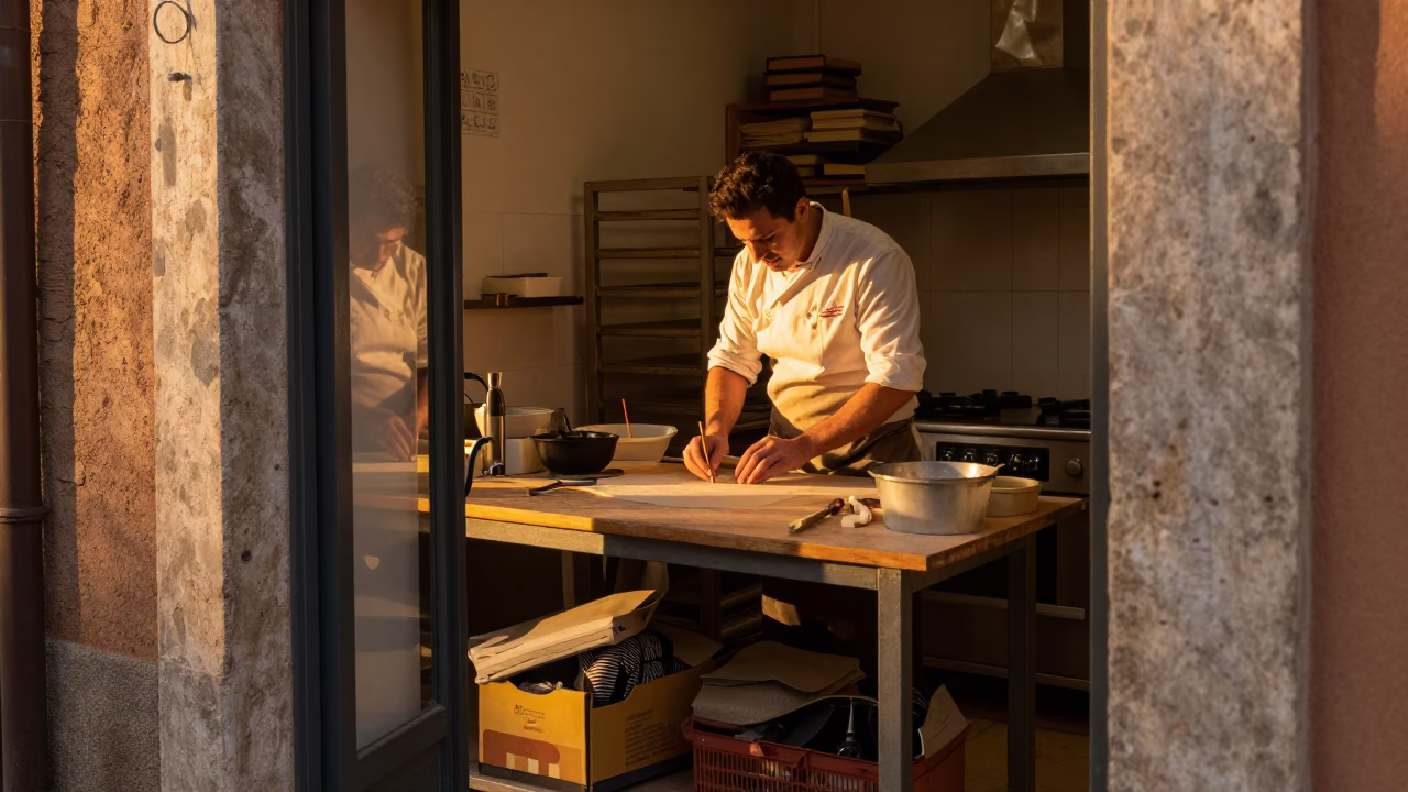 Cluttered Workbench in Rome in in Rome, Italy