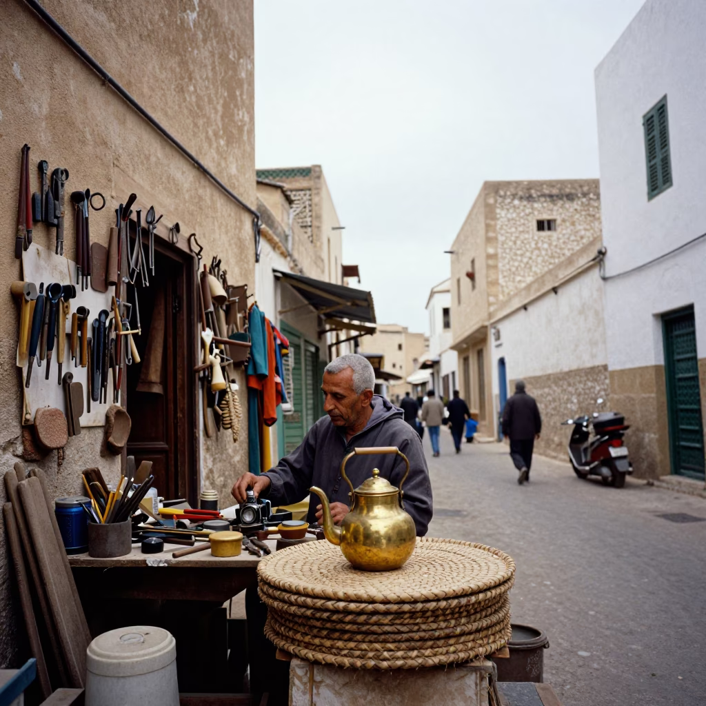 Cluttered Workspace in Essaouira in in Essaouira, Morocco