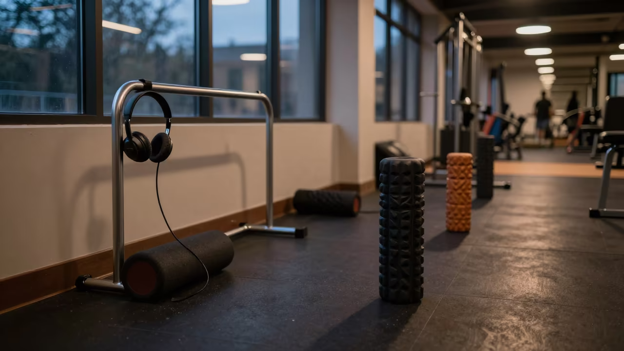 Coach Headset Rail in Bhagalpur Recovery Lounge in inside a recovery lounge beside foam rollers in Bhagalpur