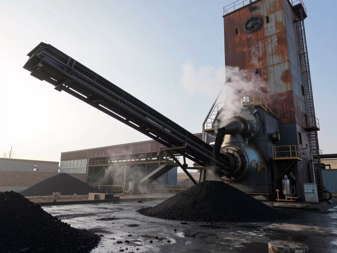 Coal Conveyor Belt in Afghan Grain Elevator in inside a grain elevator near Pul-e Khomri