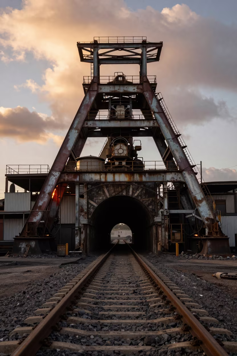 Coal Mine Entrance Tracks Near Algiers Steel in beside exposed structural steel near Algiers