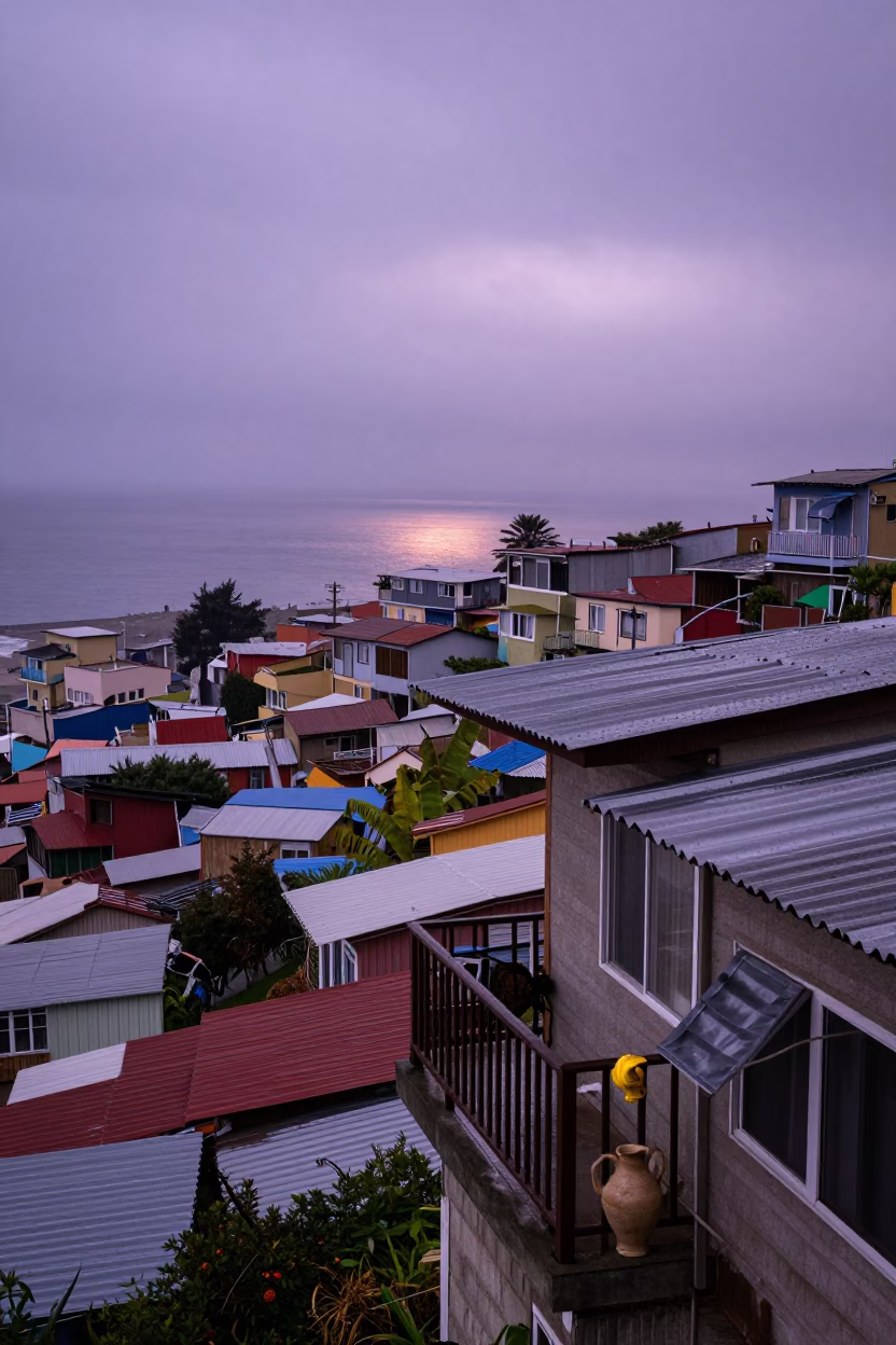 Coast at Dusk Light in Valparaiso in in Valparaiso, Chile