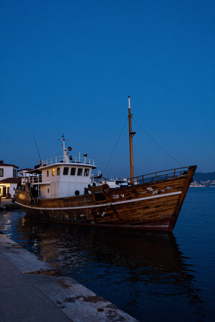 Coastal Architecture in Izmir at Indigo Twilight After Sunset in in Izmir, Turkey