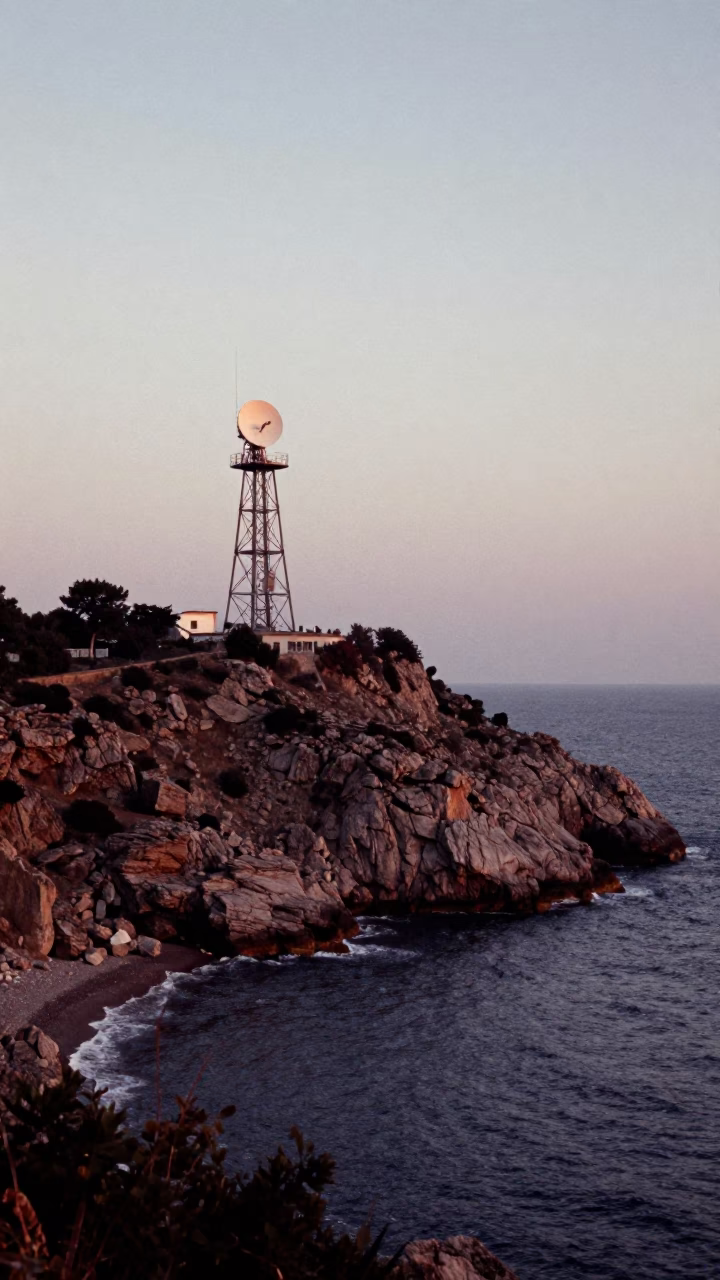 Coastal Bluff in Izmir at Nautical Dawn Light in in Izmir, Turkey