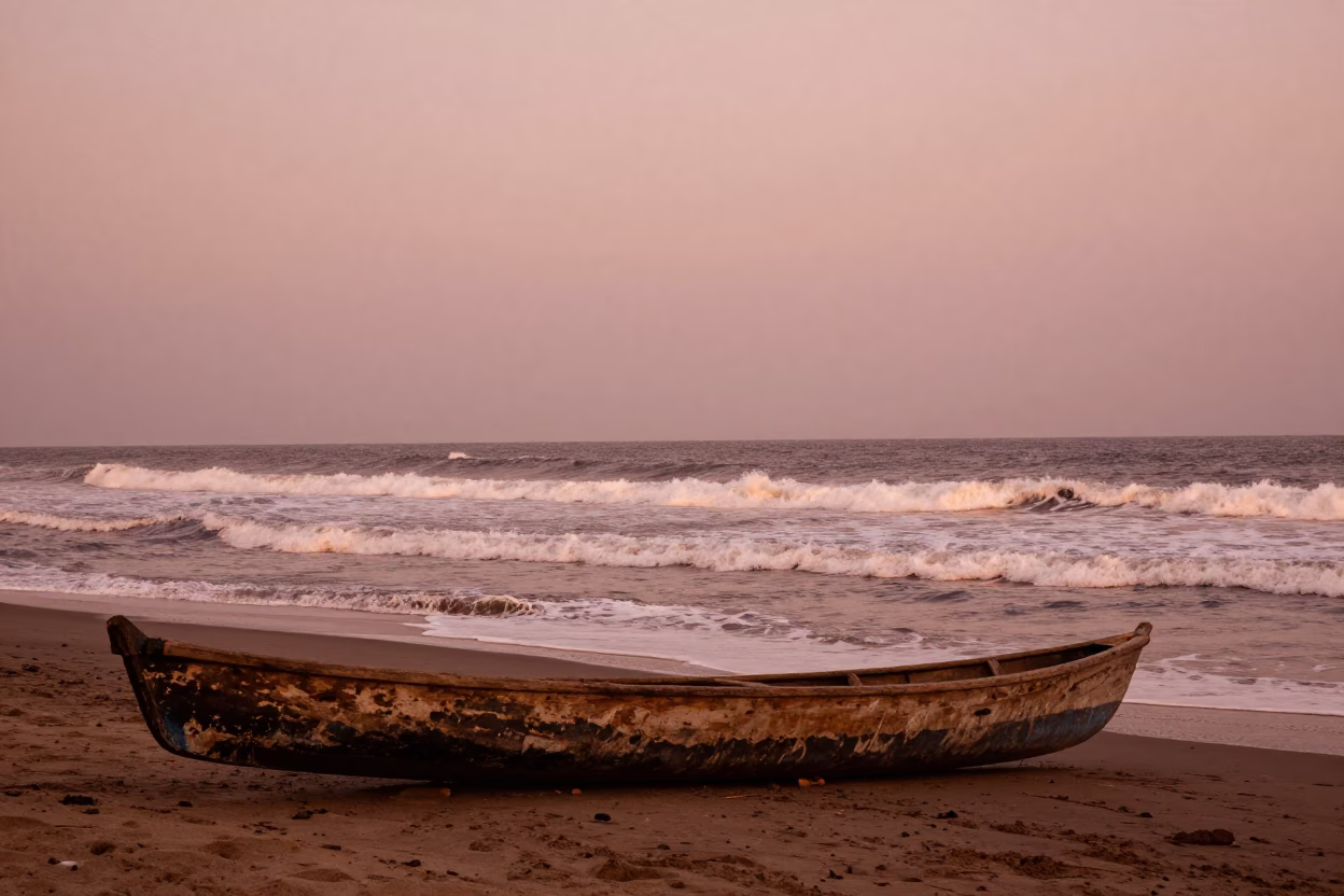 Coastal Horizon in Accra at Copper-toned Light Before Dusk in in Accra, Ghana