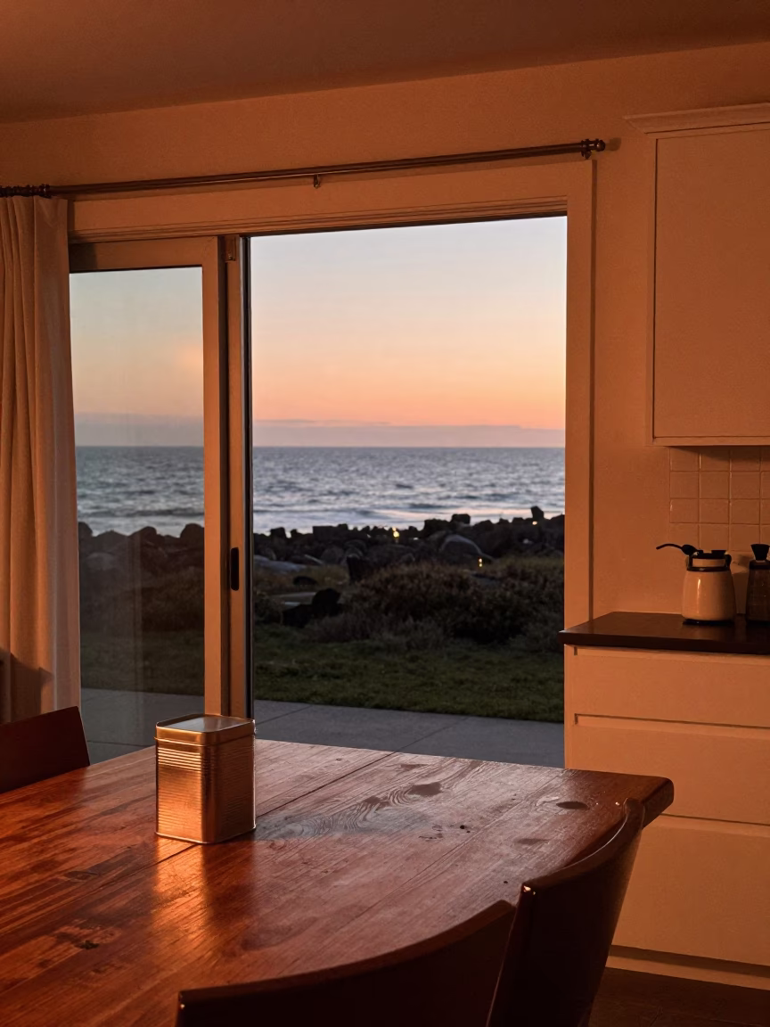 Coastal Kitchen at Copper-toned Light Before Dusk in San Diego in in San Diego, California, United States
