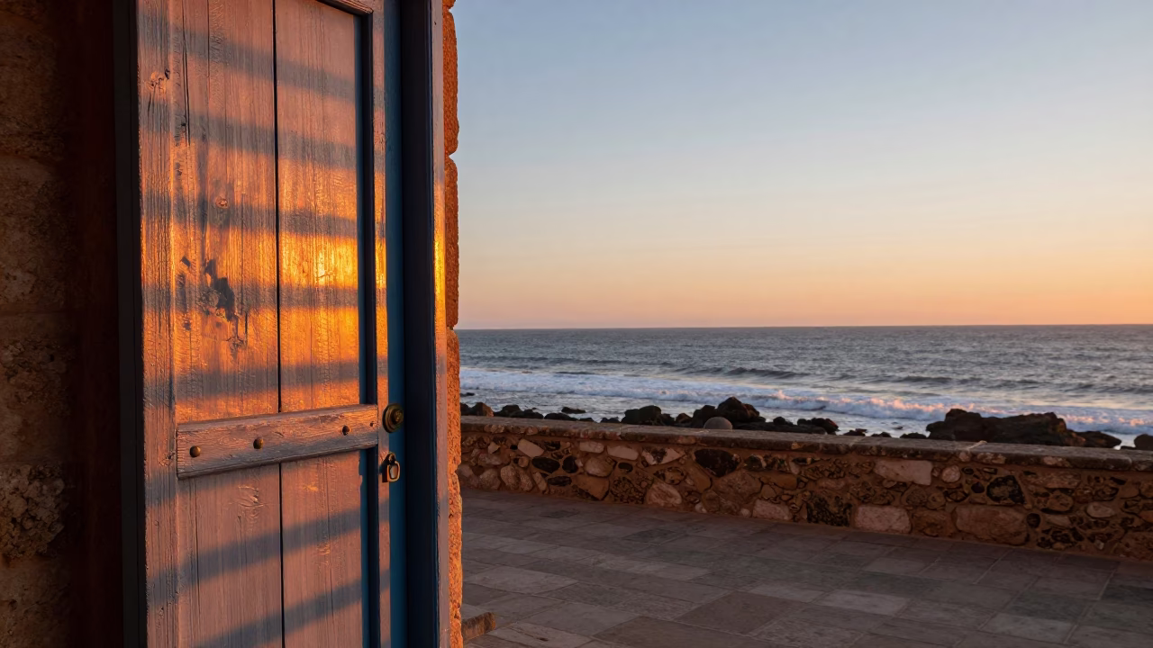 Coastal Scene at Sunset Light in Essaouira in in Essaouira, Morocco