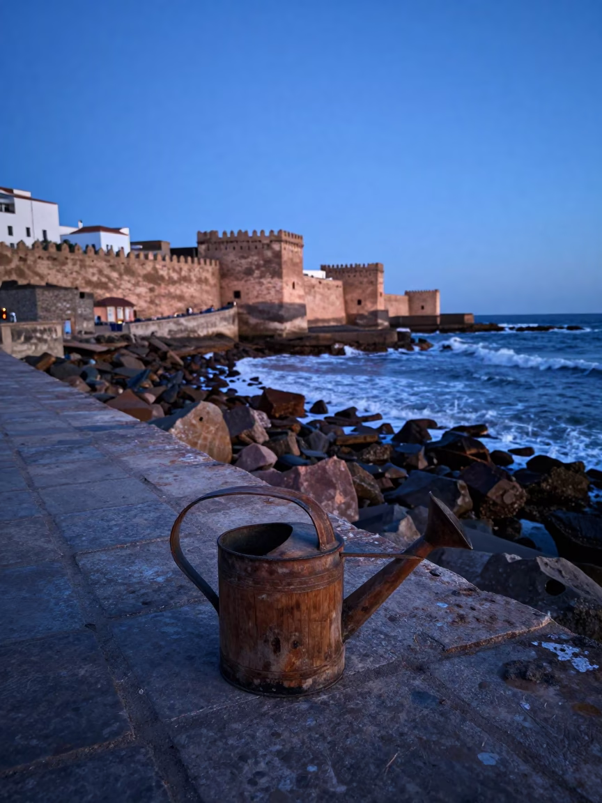 Coastal Scene in Essaouira at Sunrise Light in in Essaouira, Morocco