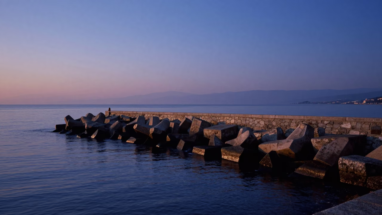 Coastal Stillness in Nice at Sunrise Light in in Nice, France