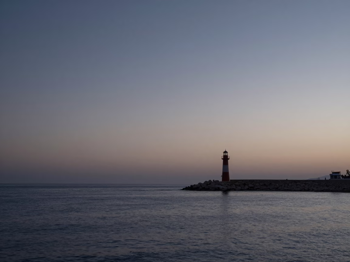 Coastline at Nautical Dawn Light in Barcelona in in Barcelona, Spain