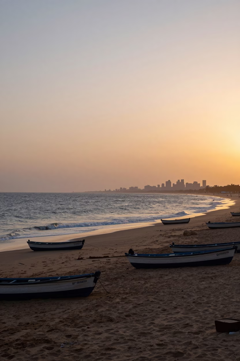 Coastline at Sunset Light in Dakar in in Dakar, Senegal
