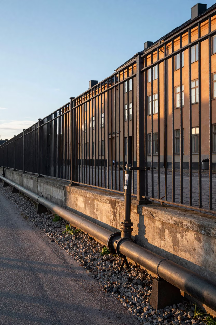 Coated Fence at The Early Afternoon Light in Stockholm in in Stockholm, Sweden