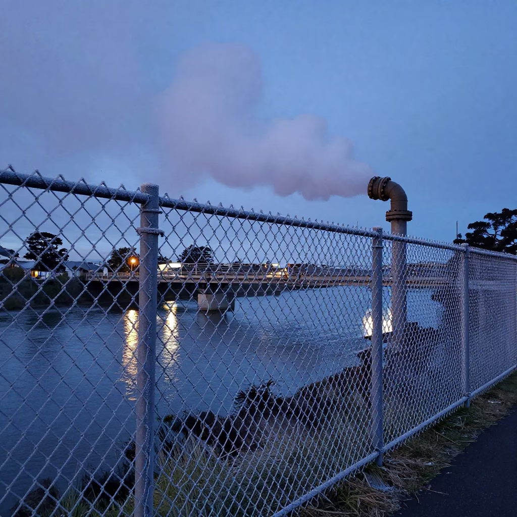 Coated Fencing in Auckland at Blue Hour in in Auckland, New Zealand