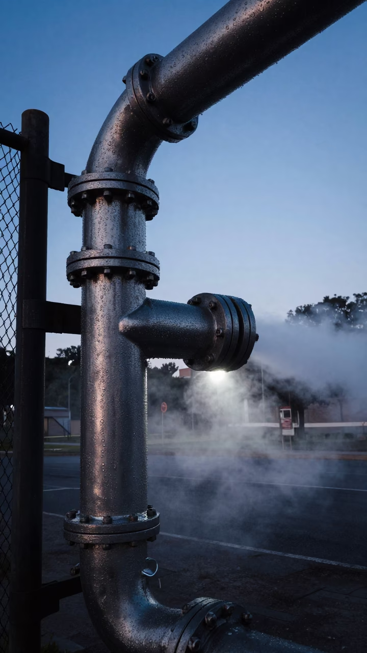 Coated Fencing in Buenos Aires at The Predawn Darkness Light in in Buenos Aires, Argentina