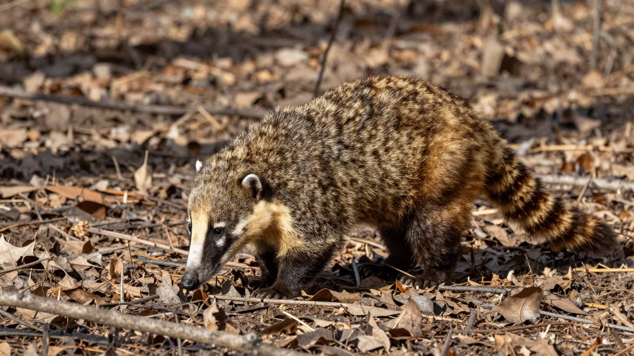 Coati Foraging in New Jersey Dry Season Afternoon in in New Jersey