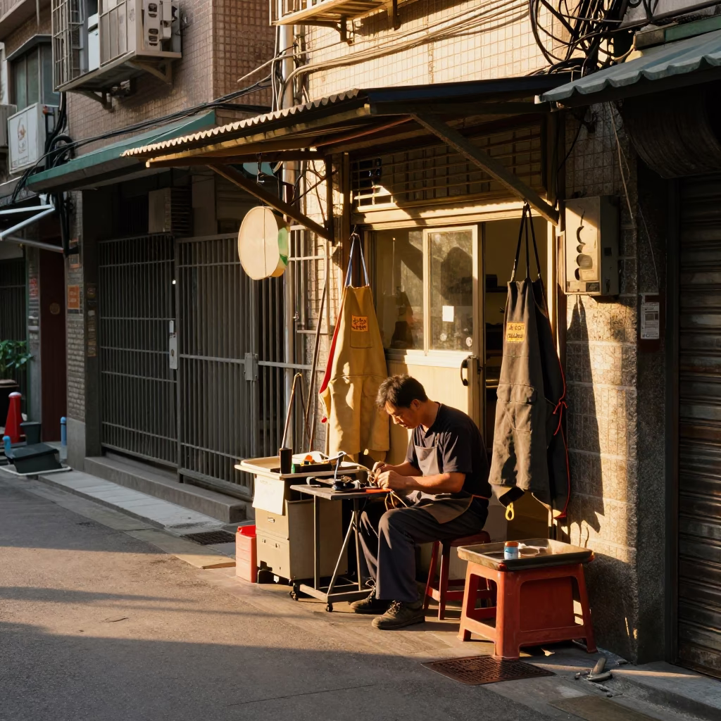 Cobbler at Late Afternoon Light in in Taipei, Taiwan