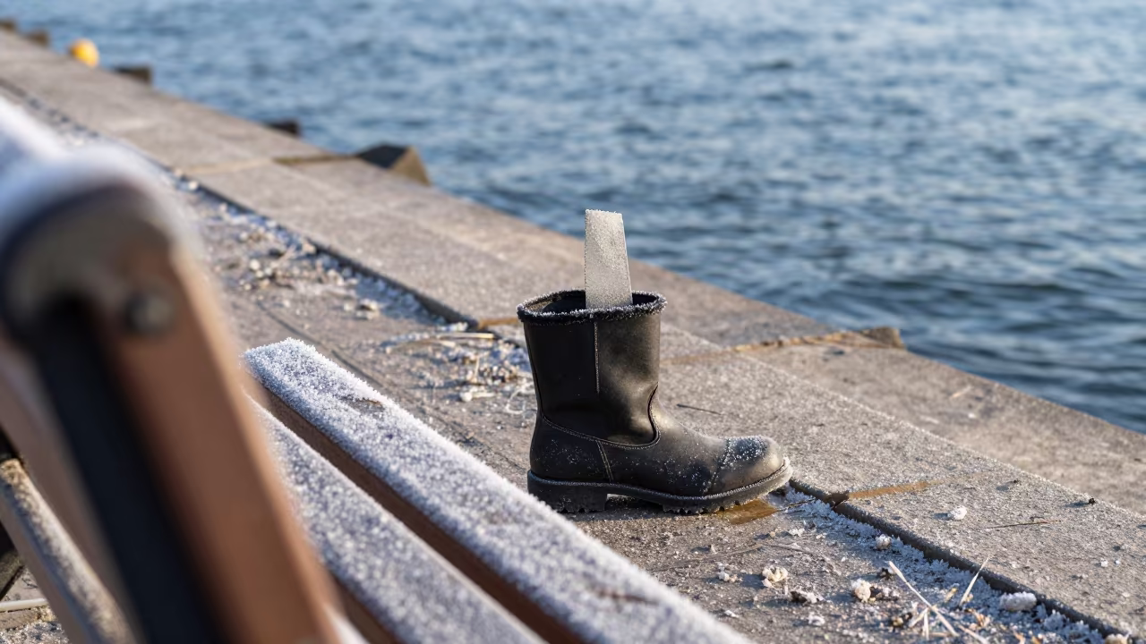 Cobbler Resoling Boot at Harbin Harbor in at a harbor edge in Harbin