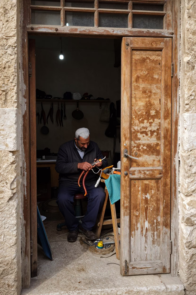 Cobbler Working in Beirut in in Beirut, Lebanon