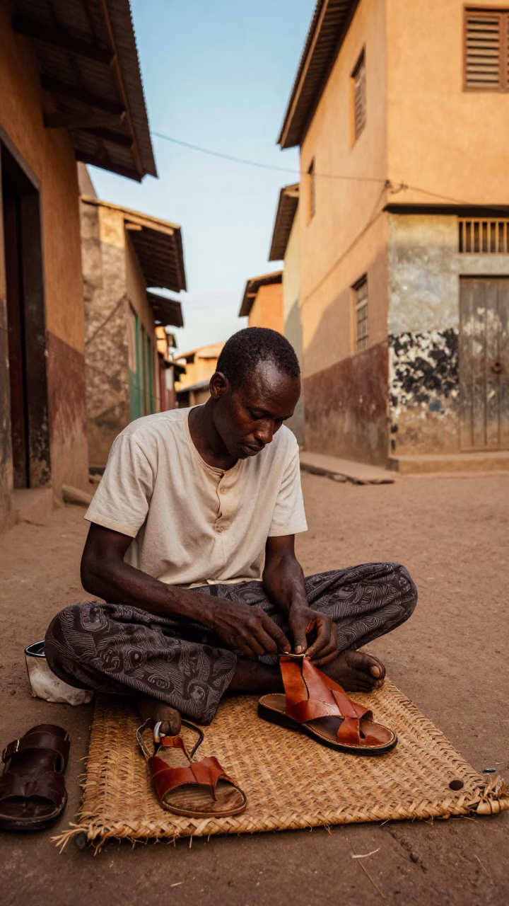Cobbler Working in Dakar in in Dakar, Senegal