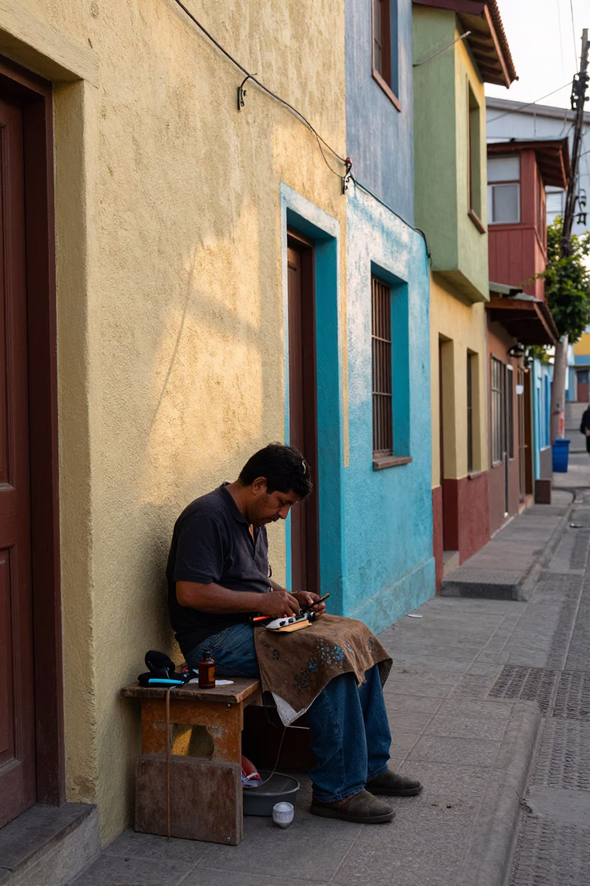 Cobbler Working in Valparaiso in in Valparaiso, Chile
