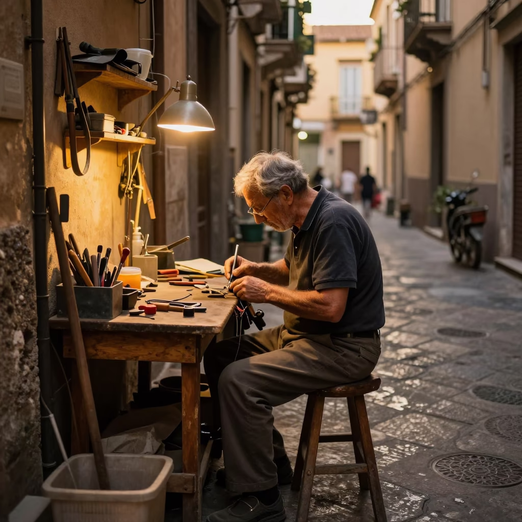 Cobbler Workspace in Naples in in Naples, Italy