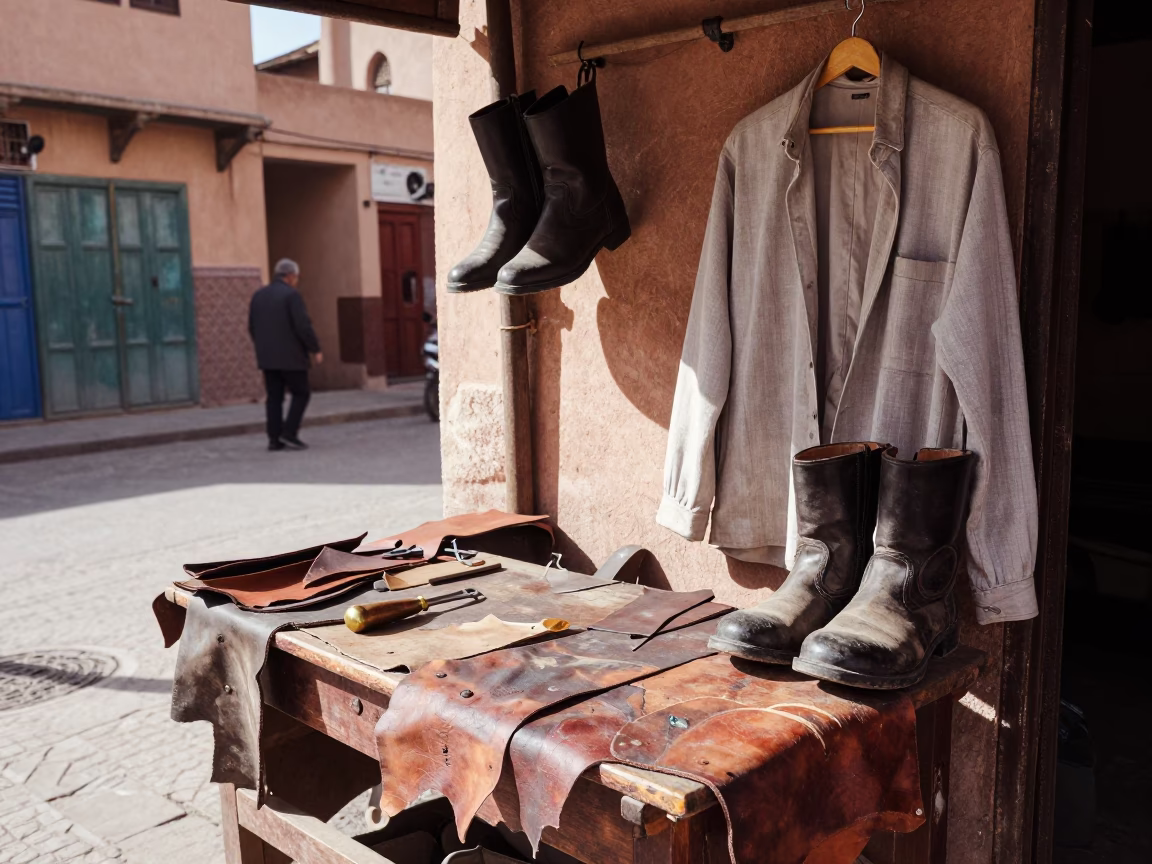 Cobbler’s Stall in Fez in in Fez, Morocco
