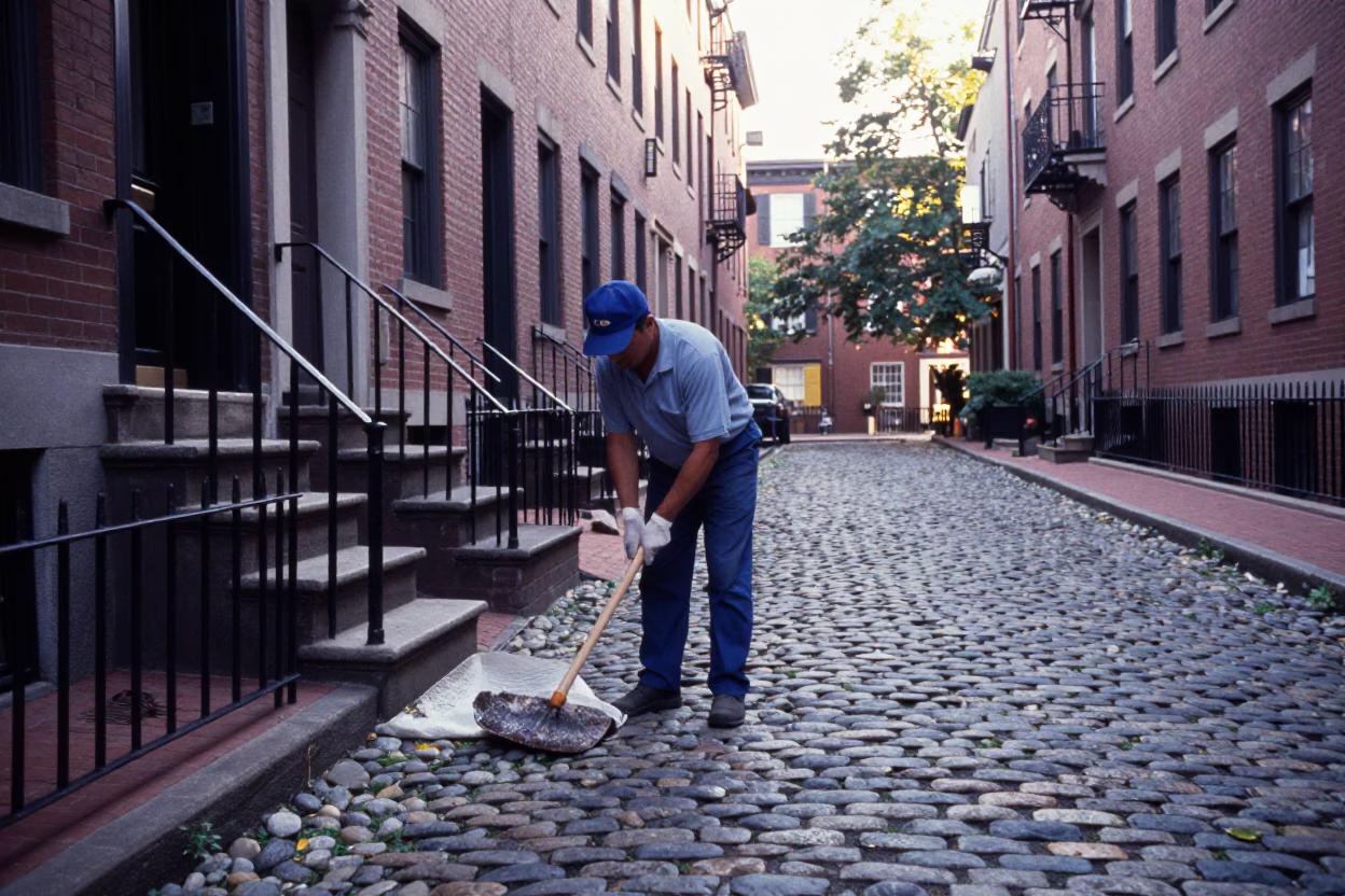 Cobblestone Alley in Boston in in Boston, Massachusetts, United States