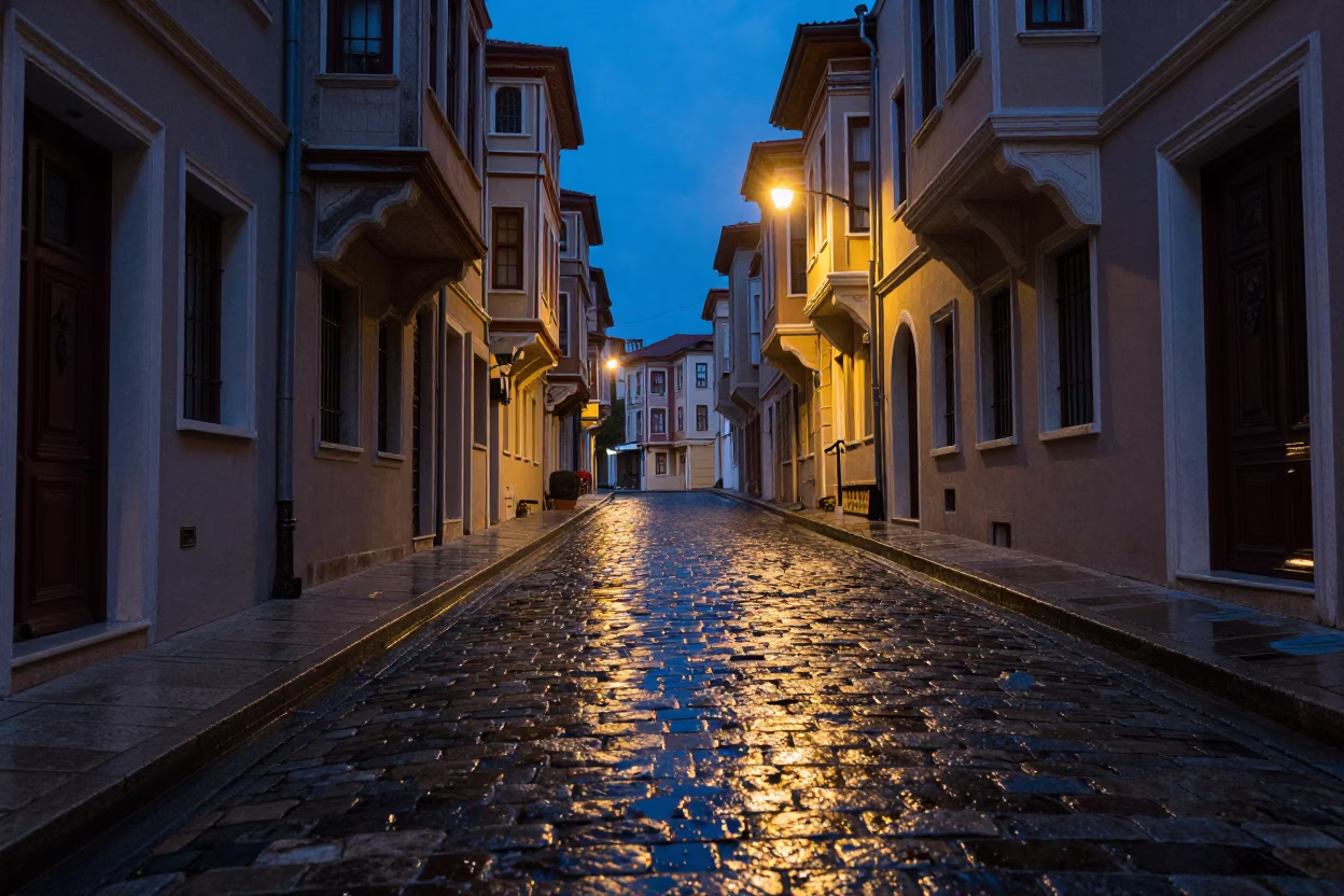 Cobblestone Alley in Istanbul in in Istanbul, Turkey