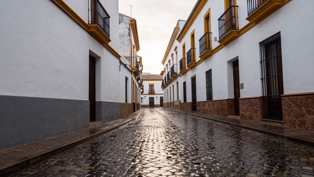 Cobblestone Alley in Seville in in Seville, Spain
