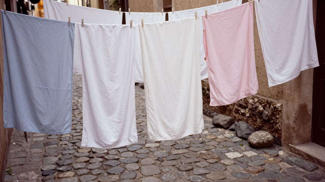 Cobblestone Alley Laundry Franceville Afternoon in on a stone ledge in Franceville