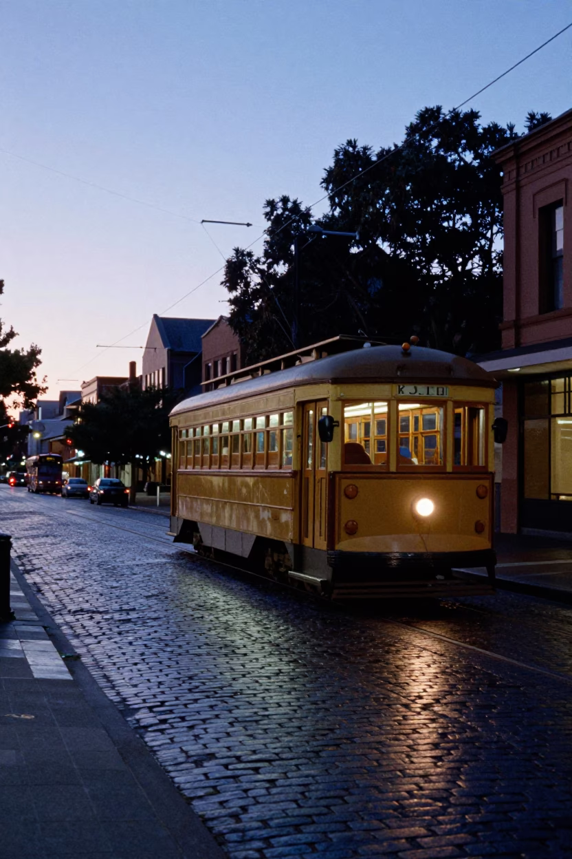 Cobblestone Avenue in Sydney at First Light Of Dawn in in Sydney, New South Wales, Australia