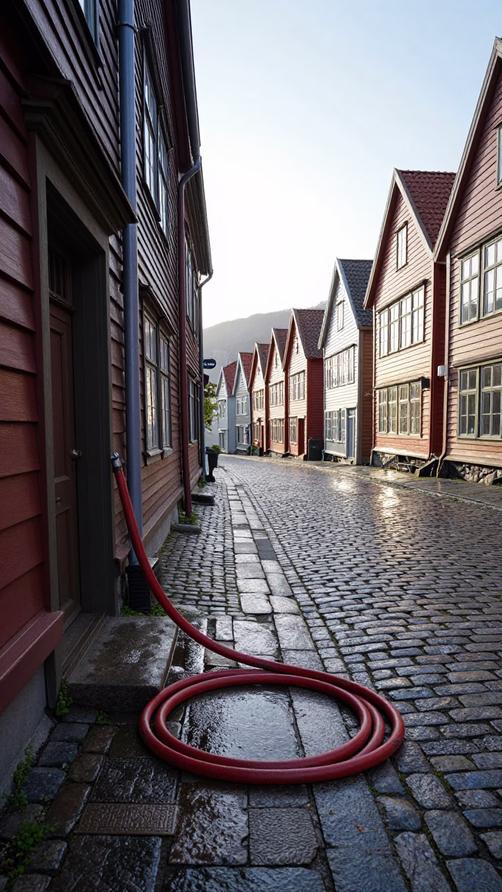 Cobblestone Lane in Bergen in in Bergen, Norway