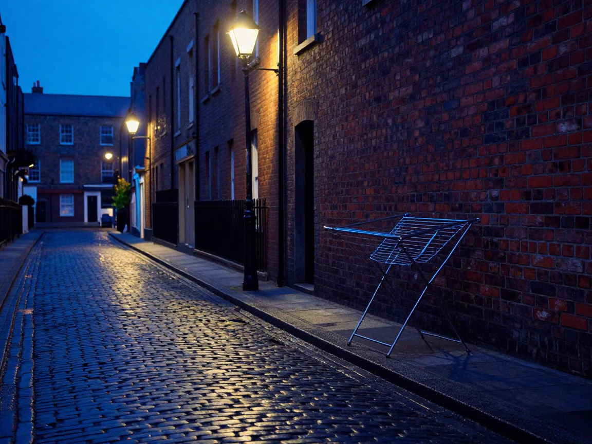 Cobblestone Lane in Dublin at Blue Hour in in Dublin, Ireland