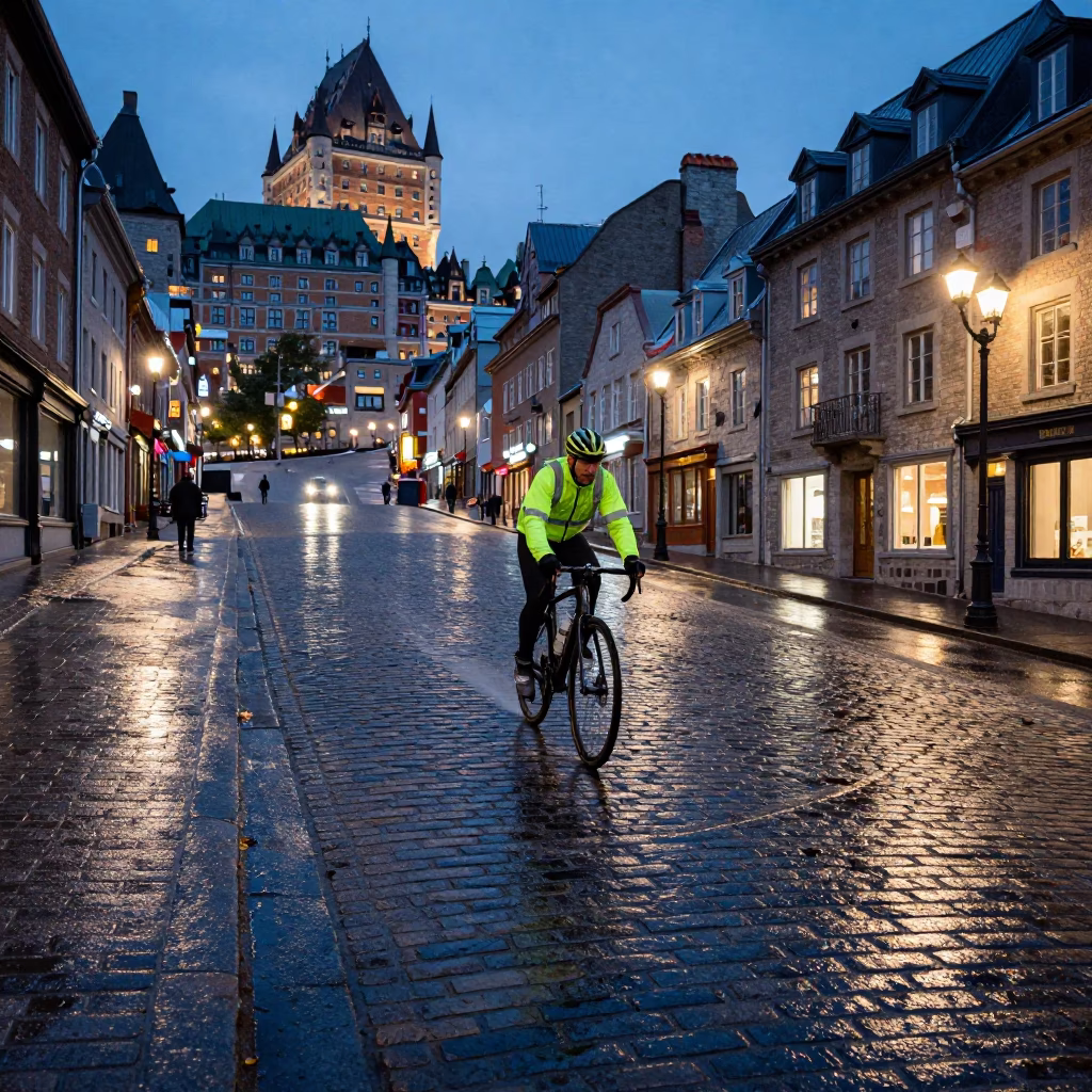 Cobblestone Ramp in Quebec City in in Quebec City, Quebec, Canada