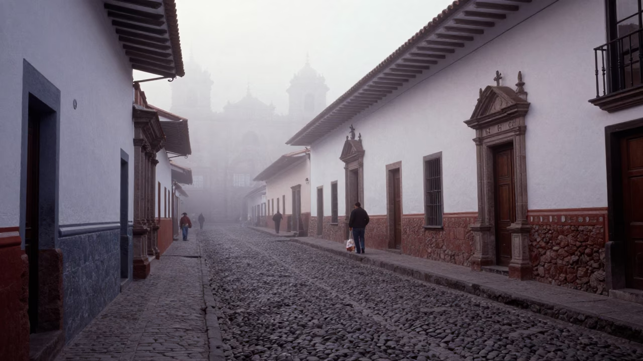 Cobblestone Street in Cusco in in Cusco, Peru