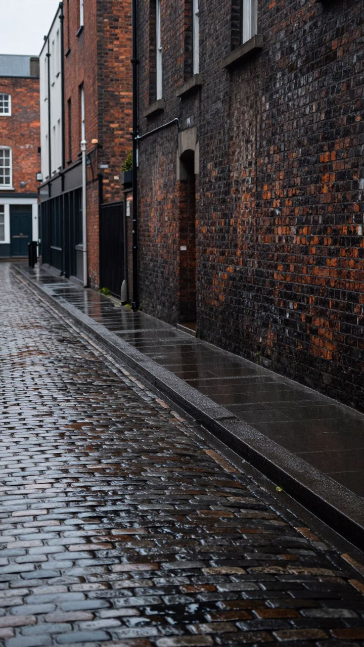 Cobblestone Street in Dublin in in Dublin, Ireland