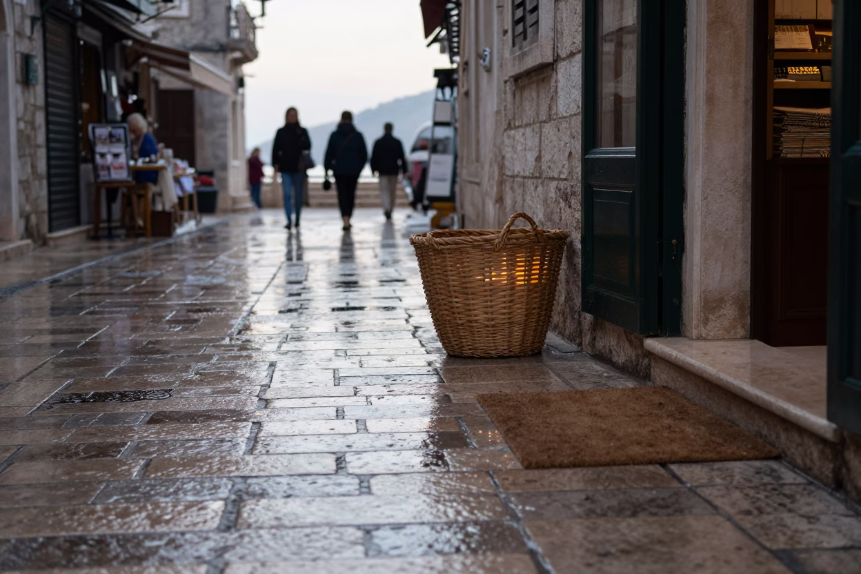 Cobblestone Street in Dubrovnik at First Light in in Dubrovnik, Croatia