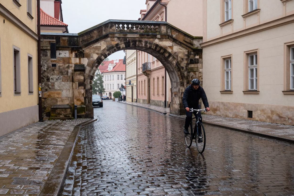 Cobblestone Street in Prague in in Prague, Czech Republic